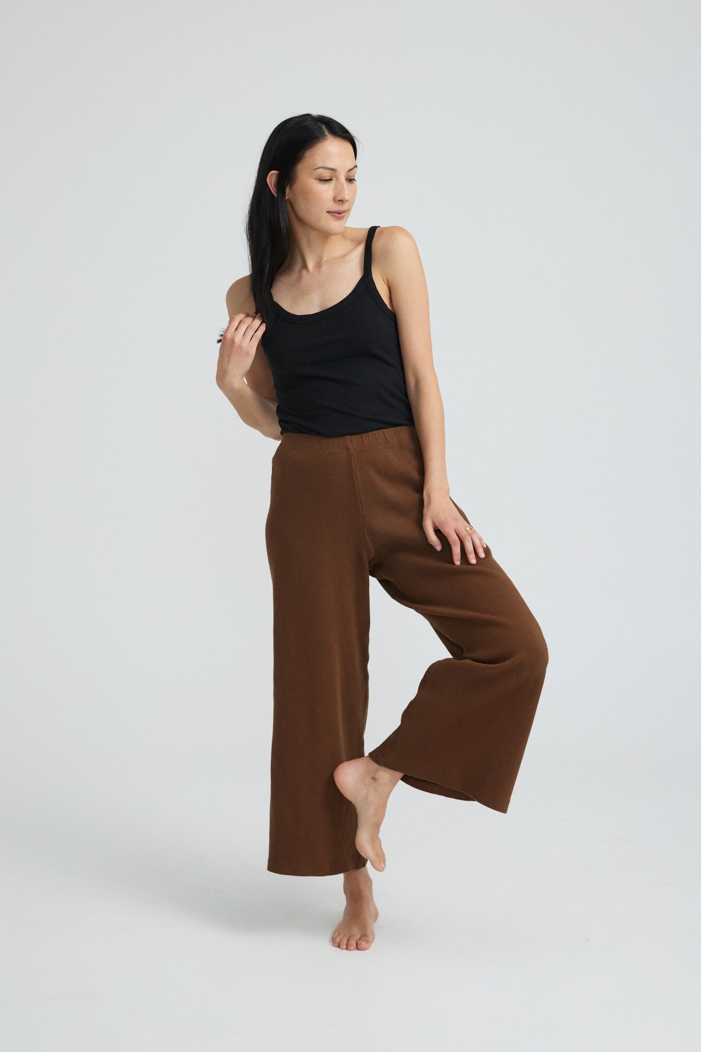 Elastic Bell Pants - Rib in assortment, Organic cotton rib, en